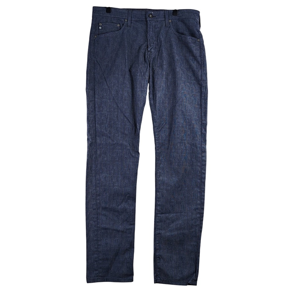 AG Adriano Goldschmied The Tellis Slim Pants Mens 32x34 Blue Plaid Modern